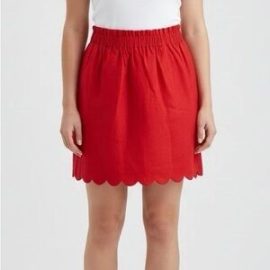 J. Crew Red Scalloped Hem Skirt